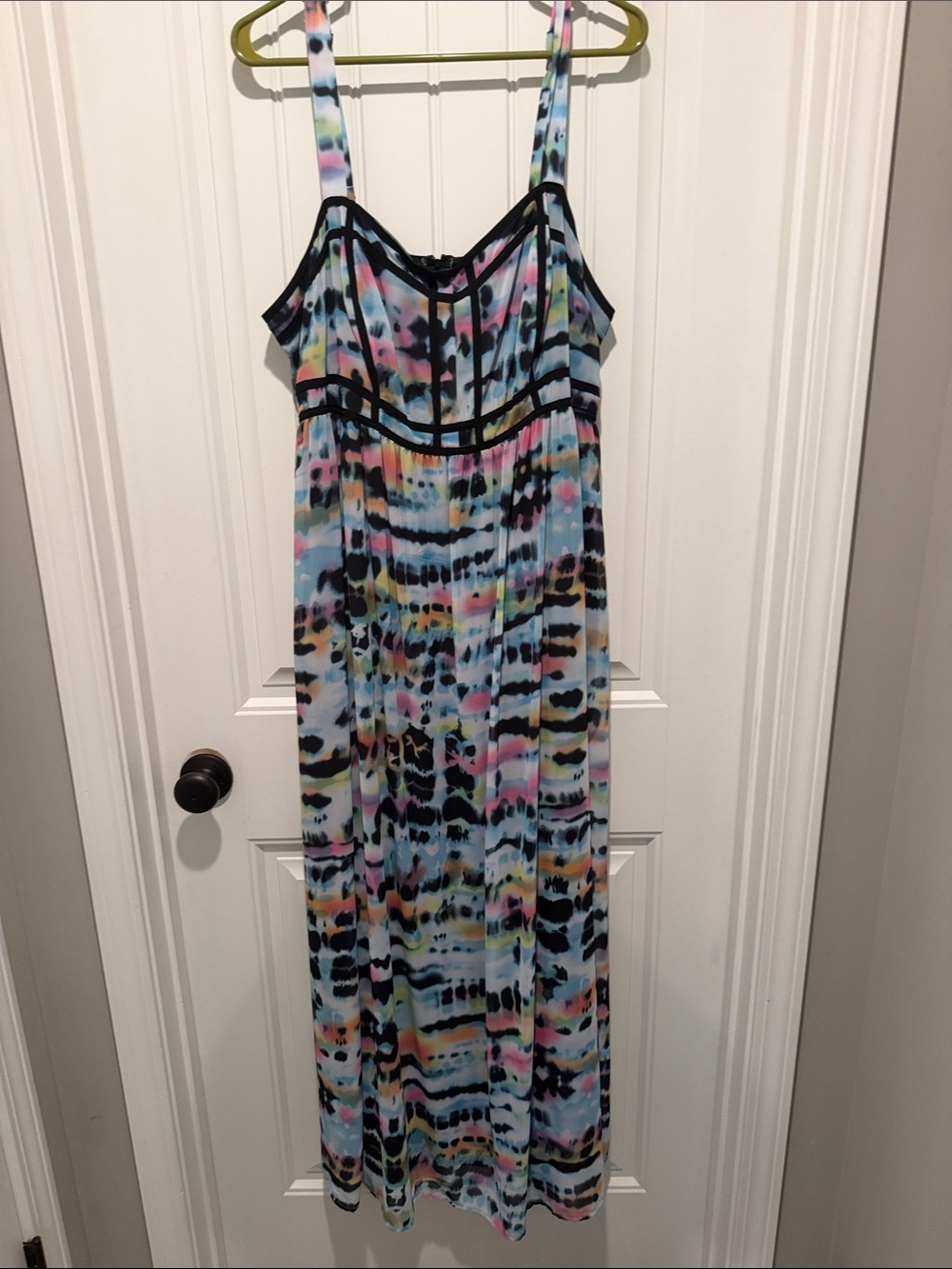 torrid Multicolor Tie-Dye Maxi Dress with Black Trim